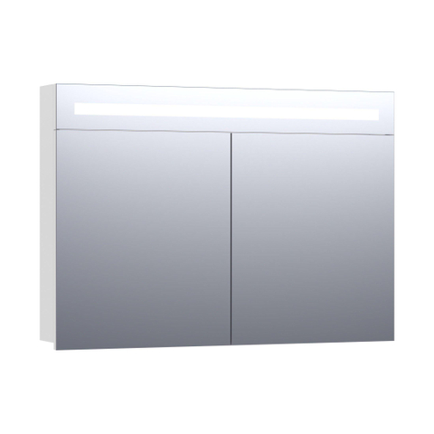 Saniclass 2.0 Armoire toilette 100x70x15cm avec 2 porte et éclairage LED Blanc brillant SW6569