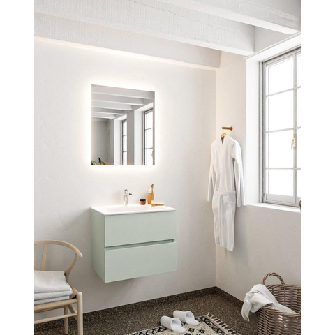 MONDIAZ VICA Ensemble de meuble salle de bain - 60cm - 2 tiroirs - lavabo Cloud central - 1 trou de robinet - solid surface gris SW410761