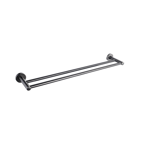 Fortifura Calvi Handdoekhouder - dubbel - rond - PVD - geborsteld gunmetal (antraciet) SW721174