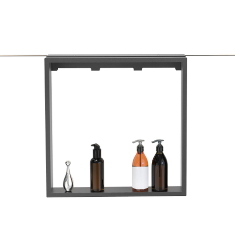 Fortifura Galeria schap met 4 haken - voor douchewand - 50x50x6.5cm - gunmetal SHOWROOMMODEL SHOW26880