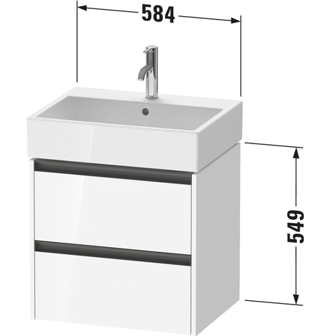 Duravit Ketho.2 Wastafelonderbouwkast - met 2 laden - 58.4x46x54.9cm - met grepen antraciet - eiken terra mat SW773053