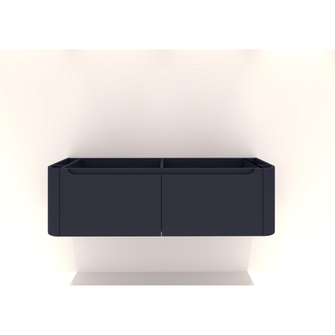 H&R badmeubelen Juice Wastafelonderkast - 140x45x40cm - afgeronde hoeken - 2 lades - geïntegreerde greep - dark blue mat SW867570