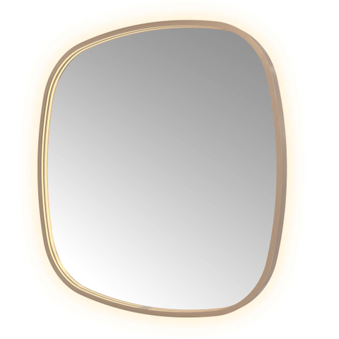 Hotbath &MORE Spiegel in aluminium frame / contour - 80x80cm - inclusief direct & indirect LED - spiegelverwarming - color changing - dimbaar - dottless - met afstandsbediening - PVD - geborsteld koper SW1246864
