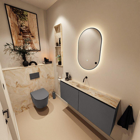 Mondiaz GLOW miroir – ovale – 45 x 90 cm – LED indirecte tout autour – capteur de mouvement – Dark Grey (gris) SW1105167