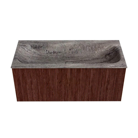 MONDIAZ KURVE-DLUX 100cm badmeubel kleur Ruby met 1 lade en 0 deuren. Wastafel BIG MEDIUM Midden zonder kraangat Oza. SW1432794