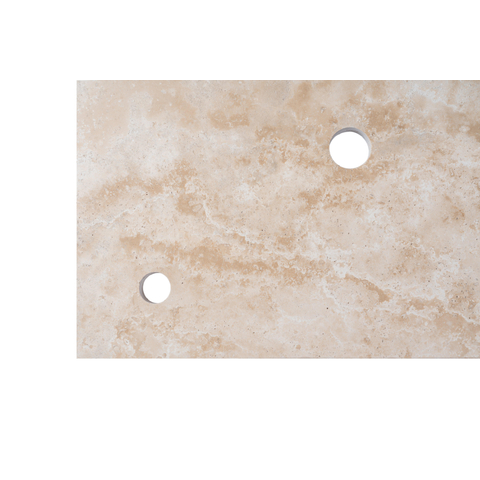 Saniclass Travertine plan sous vasque - 60x46cm - 1 trou de robinet - 1 découpe pour le siphon - pierre naturelle marbrée SW1242426