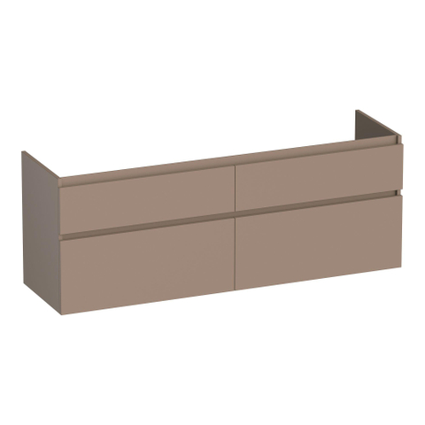 BRAUER Delight meuble sous-lavabo - 140x46x60cm - 4 tiroirs à fermeture en douceur - sans poignées - 2 découpes pour siphon - moka mat SW1199403