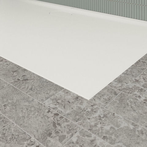 Villeroy & Boch Ecora douchebak - 160x90x3.5cm - afvoer lange zijde - stone white (wit) SW1558981