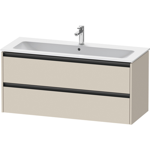 Duravit Ketho.2 Wastafelonderbouwkast - met 2 laden - voor enkele wastafel - 121x48x55cm - met grepen antraciet - taupe supermat SW773127