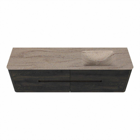 Mondiaz CIRO-DLUX Badkamermeubelset - 170x45x50cm - Solid surface wastafel Saba - 1 wasbak Rechts - 1 kraangat - 4 lades - Shadow SW1532726