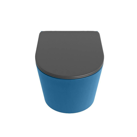 Mondiaz LAVIE hangtoilet – spoelrandloos – 36 x 53 cm – met softclose zitting – Jeans (blauw), zitting Dark grey (grijs) SW1208602