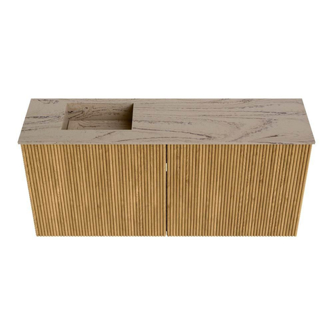 Mondiaz JOYA-DLUX Meuble de salle de bains 90cm - couleur Chêne - Vasque FAYE position Gauche 1 trou de robinet couleur Arena. SW1423889