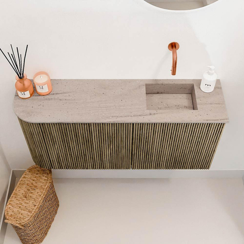 Mondiaz JOYA-DLUX Meuble de salle de bains 91,6cm - arrondi gauche couleur Dusk - Vasque FAYE position Droite Sans trou de robinet couleur Saba SW1426090