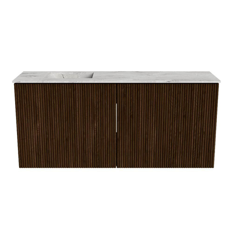 Mondiaz JOYA-DLUX 90cm toiletmeubel - kleur Walnut - Wastafel FAYE positie Links 1 kraangat kleur Glace. SW1422384