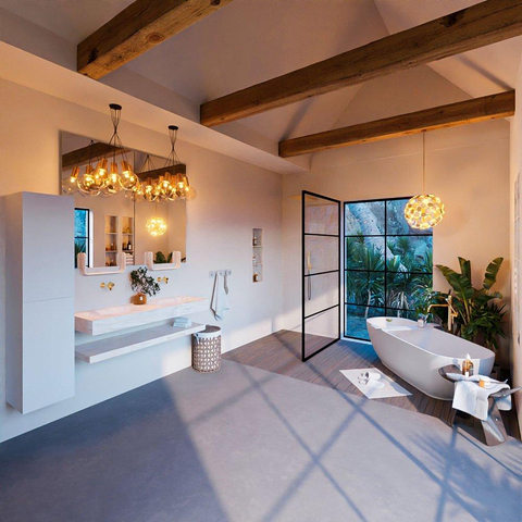 Mondiaz ALAN-DLUX Ensemble de meuble - 130cm - meuble Ostra mat - 0 tiroirs - Lavabo Cloud Ostra suspendu - vasque Gauche et droite - 0 trous de robinet SW809319