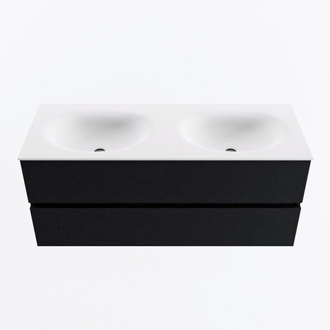 MONDIAZ VICA meuble sous lavabo 120cm Urban 2 tiroirs. Lavabo MOON double 2 trous de robinet, couleur Talc. SW1381928