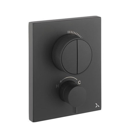 Crosswater Crossbox Inbouw douchekraan - thermostatisch - 2 functies - inclusief inbouwdeel - mat zwart SW815955