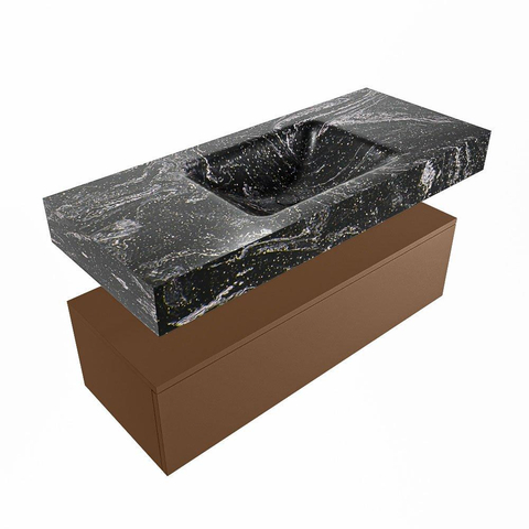 MONDIAZ ALAN - DLUX Badkamermeubelset - 110cm - onderkast - Rust - 1 lade - vrijhangende wastafel - wasbak midden - 1 kraangat - Lava SW808320