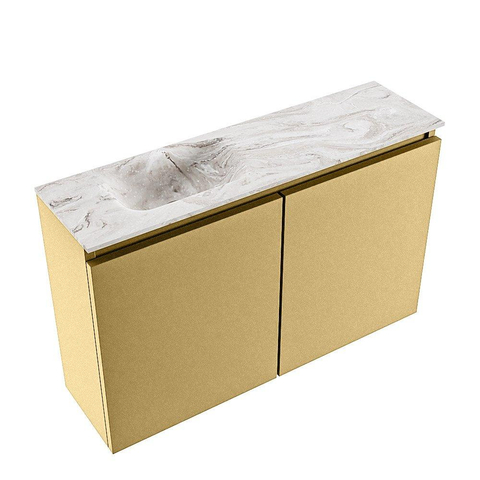 MONDIAZ TURE-DLUX Meuble WC 80 cm Oro. EDEN lavabo Glace position à gauche. Avec 1 trou de robinet. SW1103401