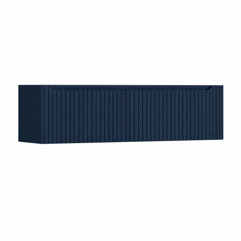 H&R Badmeubelen Juice Wastafelonderkast - 160x45x40cm - rechterhoek afgerond - 3D-front - 2 lades - geïntegreerde greep - blue oak SW1260238