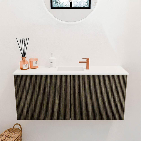 Mondiaz JOYA 90cm toiletmeubel - kleur Shadow - Wastafel FAYE positie Midden 1 kraangat kleur Talc. SW1421411