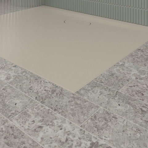 Villeroy & Boch Ecora douchebak - 100x80x3.5cm - afvoer lange zijde - almond (beige) SW1558922