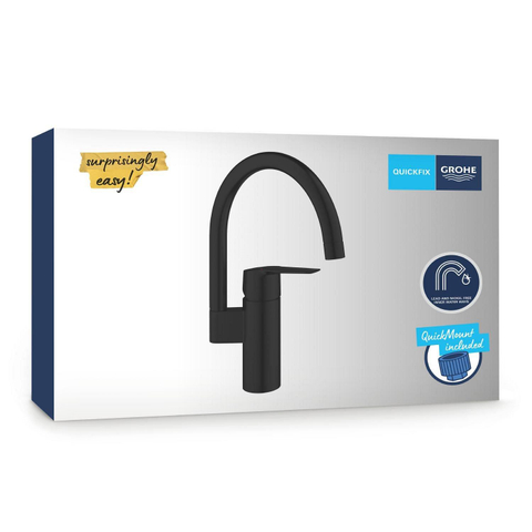 Grohe Start QuickFix Keukenmengkraan - 18.3cm - c-uitloop - draaibaar - matte black (mat zwart) SW1126653