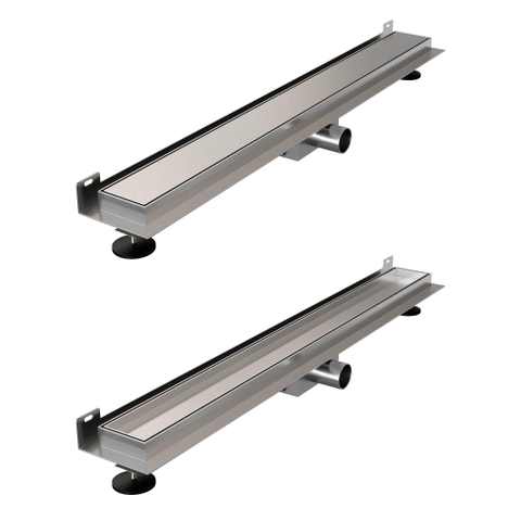 Brauer Caniveau de douche - 80x7.5cm - rebord mural - grille à carreler réversible - inox - inox - inox brossé SW773207