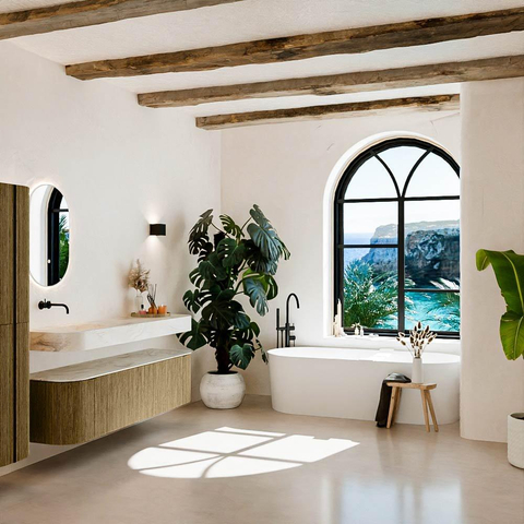 MONDIAZ THOR-DLUX 170cm meuble de salle de bains arrondi gauche + droite couleur Dusk avec 1 tiroir et 2 portes. Vasque suspendue CLOUD gauche sans trou de robinet couleur Ostra. SW1465451