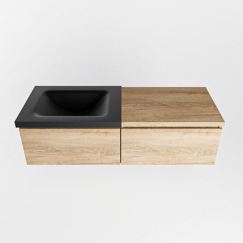 MONDIAZ BUKLA meuble de salle de bains 120cm avec module 60 couleur Washed Oak avec 2 tiroirs. Lavabo CLOUD gauche 1 trou de robinet couleur Urban. SW1382077