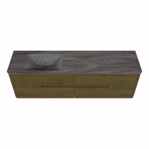 Mondiaz CIRO-DLUX Ensemble de meubles de salle de bains - 170x45x50cm - Lavabo en solid surface Oza - 1 vasque à gauche - sans trous de robinet - 4 tiroirs - Dusk SW1533304