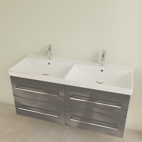 Villeroy & Boch Avento dubbele meubelwastafel - 120x47cm - 2 kraangaten - met overloop CeramicPlus - White Alpine (glans wit) SW209498