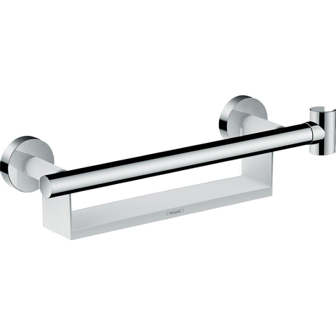 Hansgrohe Unica - badgreep comfort - met tablet en douchehouder - L = - 300 mm - wit/chroom - hoogglans chroom SW66574