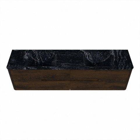 Mondiaz CIRO-DLUX Badkamermeubelset - 190x45x50cm - Solid surface wastafel Lava - 2 wasbak Dubbel - zonder kraangaten - 4 lades - Walnut SW1530176