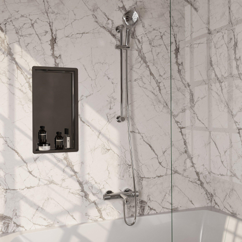 Robinet de baignoire à encastrer Brauer Chrome - barre de douche - 2 fonctions - 2 boutons avec relief - douchette ronde 3 positions - chrome SW1164666
