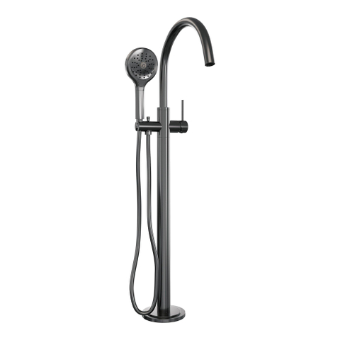 BRAUER Stripe Mitigeur de baignoire sur pied - SET 02 - Douchette à main 3 positions - Flexible de douche - gunmetal brossé PVD SW1434969