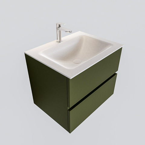 MONDIAZ VICA Ensemble de meuble salle de bain - 60cm - 2 tiroirs - lavabo Cloud au centre - 1 trou de robinet - solid surface army SW410099