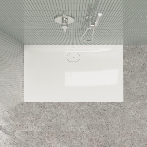 Villeroy & Boch Ecora douchebak - 140x80x3.5cm - afvoer lange zijde - white alpine (wit) SW1558980