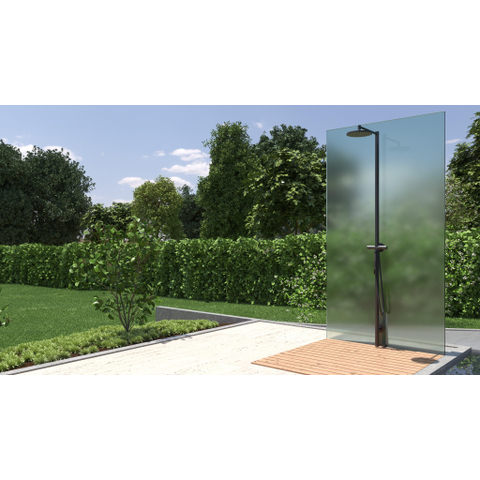 Axor Starck Nature buitendouche – thermostatisch – Ø24 cm hoofddouche – staafhanddouche – 215 cm hoog – zwart mat SW802856