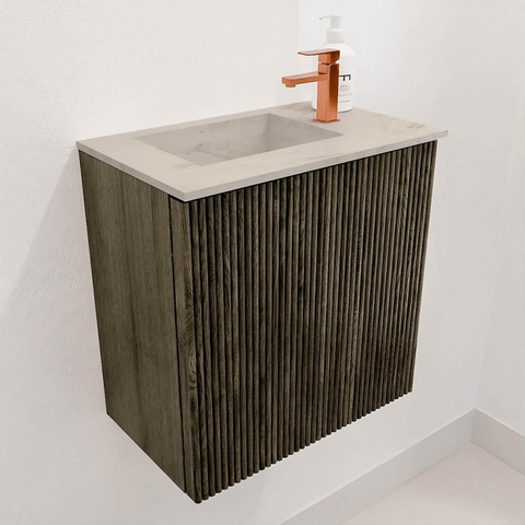 Mondiaz JOYA-DLUX Meuble de toilette 40cm - couleur Shadow - Vasque FAYE position Gauche 1 trou de robinet couleur Opalo. SW1426215