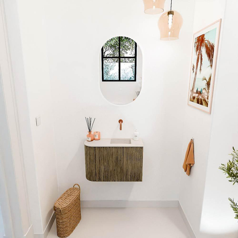 Mondiaz JOYA-DLUX 61.6cm toiletmeubel - ronding links kleur Dusk - Wastafel FAYE positie Rechts Zonder kraangat kleur Meli. SW1425846