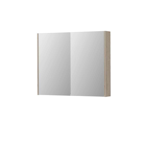 INK SPK2 spiegelkast – 90x74x14 cm – 2 deuren, dubbelzijdige spiegeldeuren – Ivoor Eiken SW798154