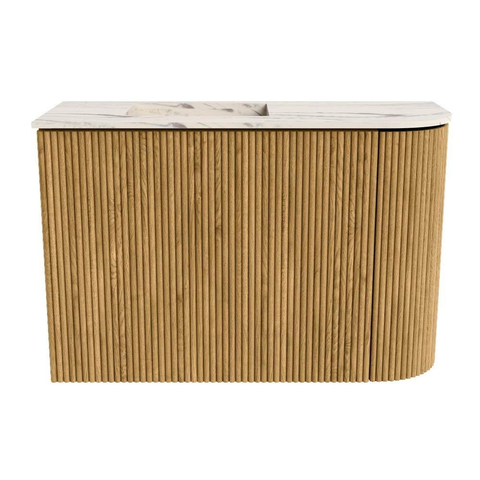 Mondiaz JOYA-DLUX 61.6cm toiletmeubel - ronding rechts kleur Oak - Wastafel FAYE positie Links Zonder kraangat kleur Nata. SW1424028