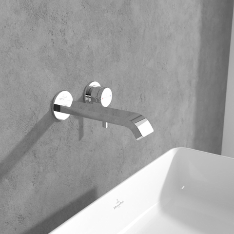 Villeroy & Boch Dawn wastafeluitloop set - zonder pop up afvoergarnituur - wandmontage afbouwdeel - hoogglans chroom SW974321