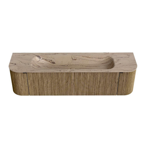 MONDIAZ KURVE-DLUX 170cm meuble de salle de bains arrondi Gauche + Droite couleur Dusk avec 1 tiroir et 2 portes. Lavabo BIG LARGE Central 2 trous de robinet Arena. SW1431398
