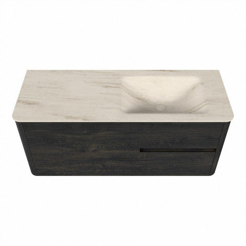 Mondiaz CIRO-DLUX Badkamermeubelset - 120x45x50cm - Solid surface wastafel Meli - 1 wasbak Rechts - zonder kraangaten - 2 lades - Shadow SW1532513