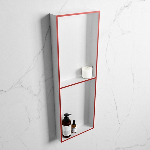 Mondiaz Easy nis 29.5x149.5x8cm voor Inbouw/opbouw 2 open vakken Solid surface Talc/Fire SW643833