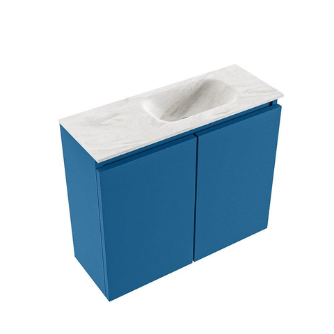 MONDIAZ TURE-DLUX Meuble de toilettes 60 cm Jeans. Lavabo EDEN Ostra position à droite. Avec 1 trou de robinet. SW1104899
