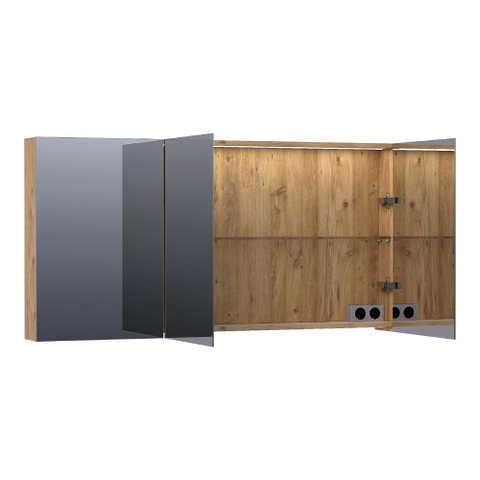 BRAUER Impress Deluxe armoire de toilette – 139 x 70 x 15 cm – LED directe – 3 portes, portes-miroir double face – Chateau SW371730