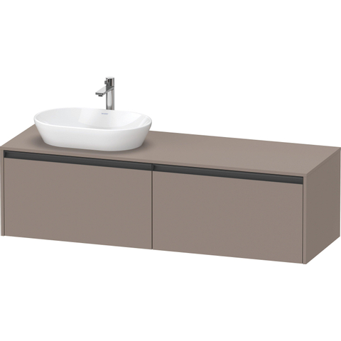 Duravit Ketho.2 Wastafelonderbouwkast - inclusief consoleplaat - met 2 laden - voor waskom links - 160x55x45.9cm - met handgrepen antraciet - basalt mat SW771880
